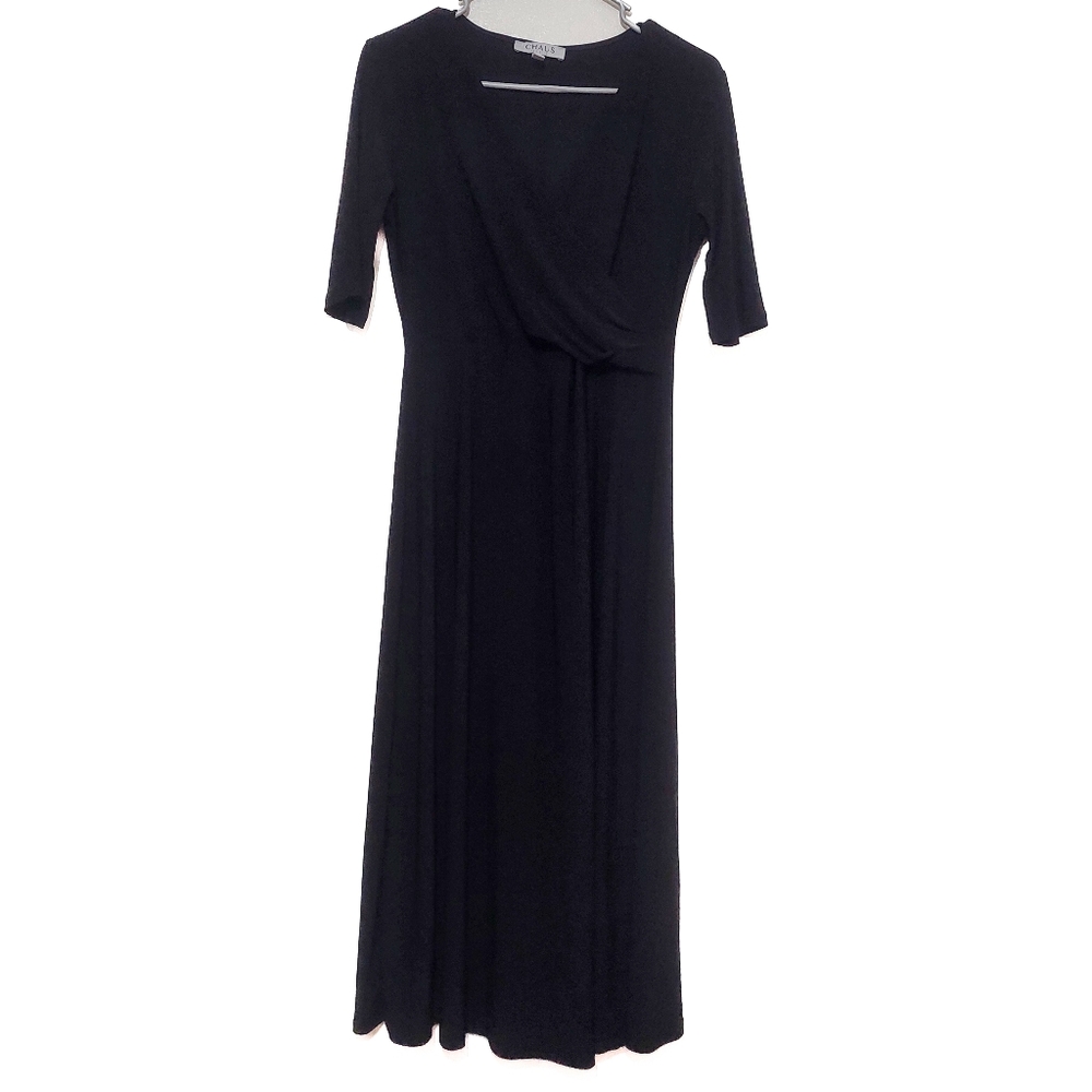 Chaus Black Stretchy Midi Dress Size Small Office Wear Teacher Modest